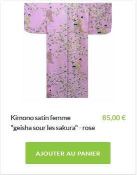 kimono satin geisha sous les sakura fond rose
