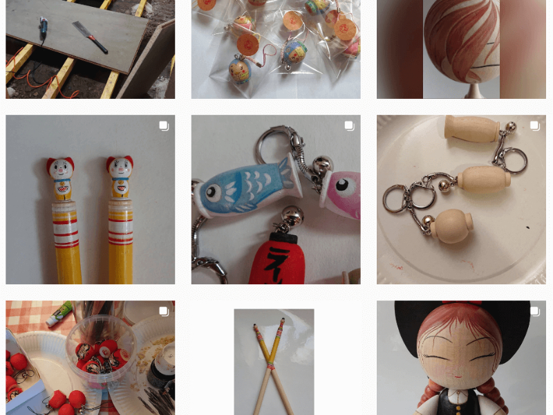 Instagram de Patrick Kokeshi avec l’ensemble de ses créations et poupées japonaises — Photo par Patrick Kokeshi