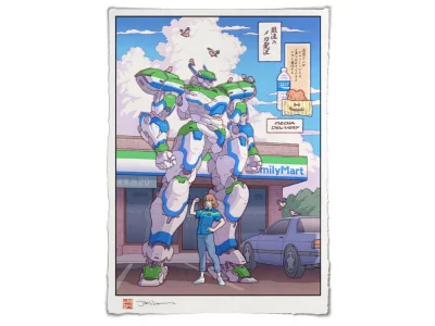 Estampe ukiyo-e "Family Mart mecha"