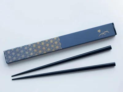 Baguettes japonaises Bento Asanoha fond bleu