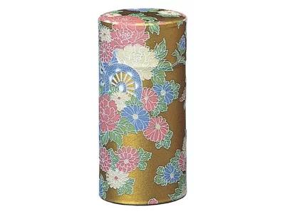 Boite à thé 200g papier japonais pivoines sur fond doré