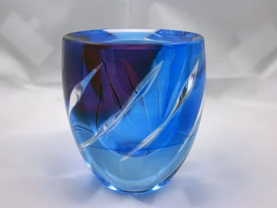 Vase Edo-Kiriko zébrures bleu/violet