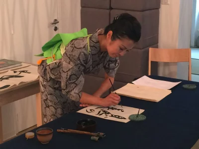 Démonstration de calligraphie avec Kei Kawai le 18 mai 2017