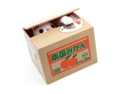 Nekobank - Tirelire Chat dans son carton