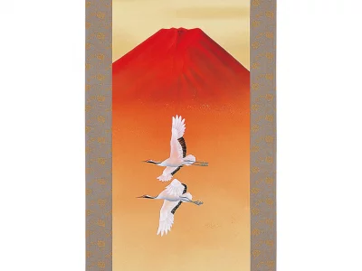 Kakejiku Aka Fuji & grues 37x185cm A403