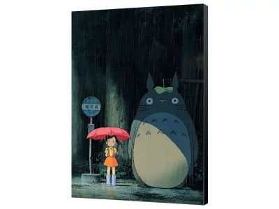 Tableau bois Ghibli 35 x 50 cm - Totoro sous la pluie