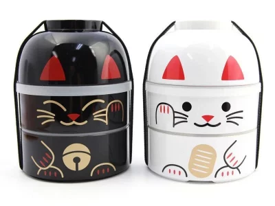 Bento japonais Maneki Neko noir ou blanc