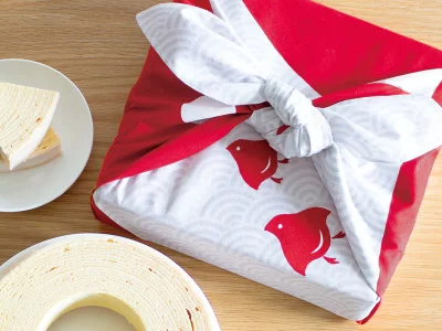 Furoshiki rouge/blanc Pluvier 70cm