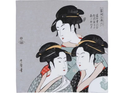 Furoshiki 3 Geishas ukiyo-e 48cm