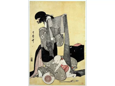 Estampe japonaise "Travail de broderie" - ukiyo-e