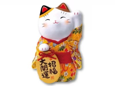 Maneki Neko porte-bonheur en kimono 14 cm