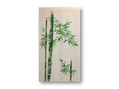 Noren Bambou vert - peint main