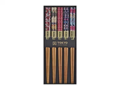 Lot de 5 paires de baguettes japonaises motifs colorés