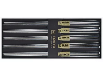 Lot 5 paires de baguettes en acier inox