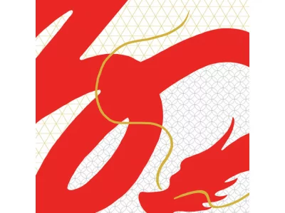 Furoshiki rouge/blanc Hare Tsutsumi Dragon 70cm