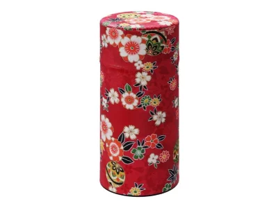 Boite à thé 200g fleurs sur fond rouge