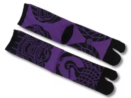 Chaussettes japonaises tabi grues et tortue fond violet 25-28cm