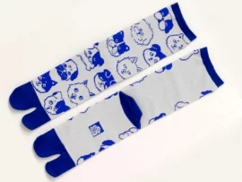 Chaussettes japonaises tabi gentils toutous bleus 25-28cm