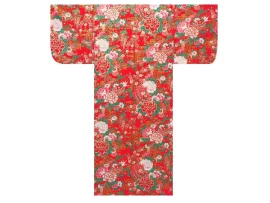 Yukata femme "temari et pivoines" - rouge - taille M