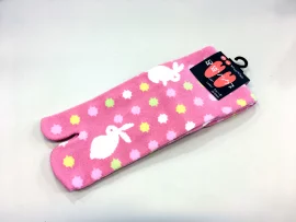 Chaussettes rose avec petits lapins 23-25cm