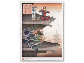 Estampe ukiyo-e "Le héros des toits"