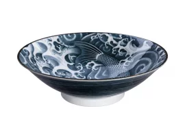 Grand bol menbachi "carpe koï" noir