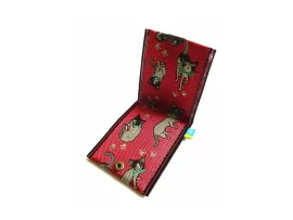 Porte-monnaie / porte-carte tatami beri - chat sur fond rouge