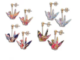 Boucles d'oreille washi origami grues