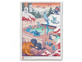 Estampe ukiyo-e "Un Onsen en plein hiver"