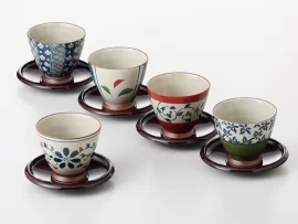 Set de 5 tasses à thé + sous-tasses somenishiki irodori