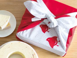 Furoshiki rouge/blanc Pluvier 70cm