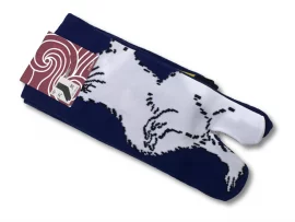 Chaussettes tabi lapin fond bleu 25-28cm