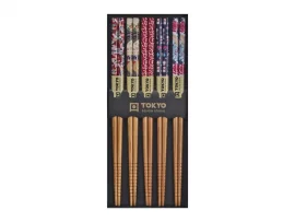 Lot de 5 paires de baguettes japonaises motifs colorés