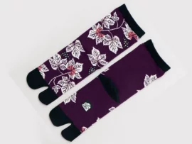 Chaussettes tabi vigne sur fond bordeaux 23-25cm