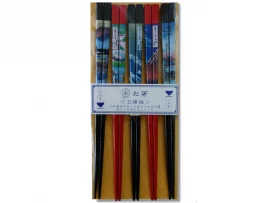 Lot de 5 paires de baguettes estampes "étapes du Tokaido"