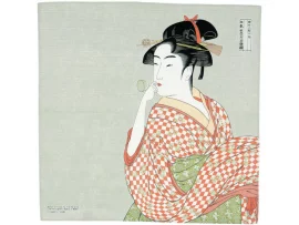 Furoshiki Ukiyoe "Geisha" jouant de l'Apopen | Utamaro | 48 cm