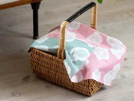 Furoshiki Isa Monyo - Fleurs de prunier rose & bleu pastel réversible | 48 cm