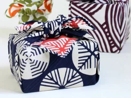 Furoshiki Isa Monyo - Pins rouge & bleu réversible | 48 cm